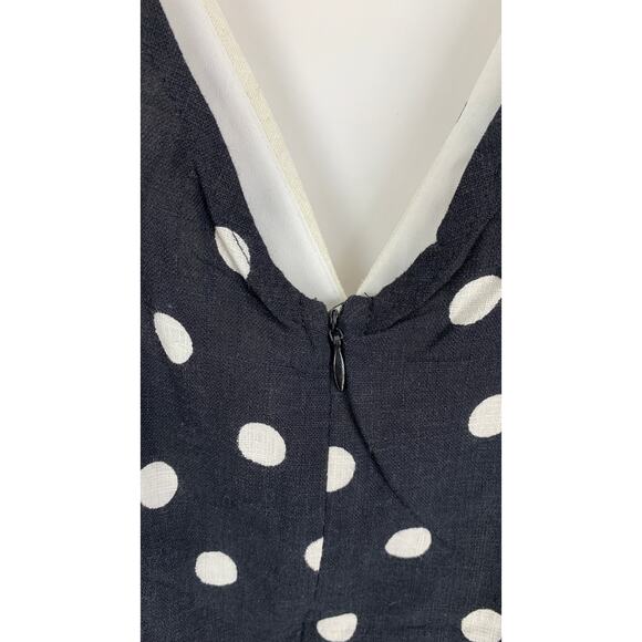 ASOS Linen V Neck Polka Dot Maxi Slip Sundress Women Plus 16 Tall New Mono Spot - Picture 9 of 11